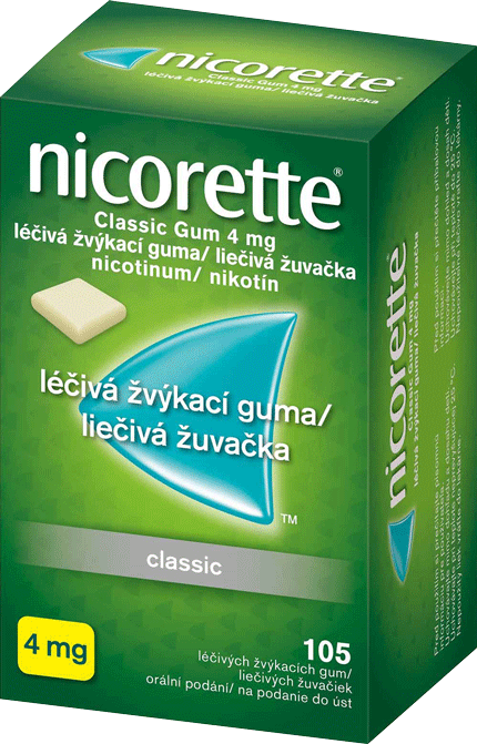 Nicorette® Classic Gum 4 mg léčivá žvýkací guma, 105 žvýkaček