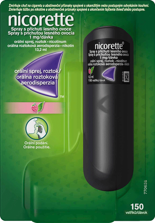 Nicorette® Spray s příchutí lesního ovoce 1 mg/dávka orální sprej, roztok